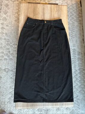 Vintage Y2K black denim long skirt